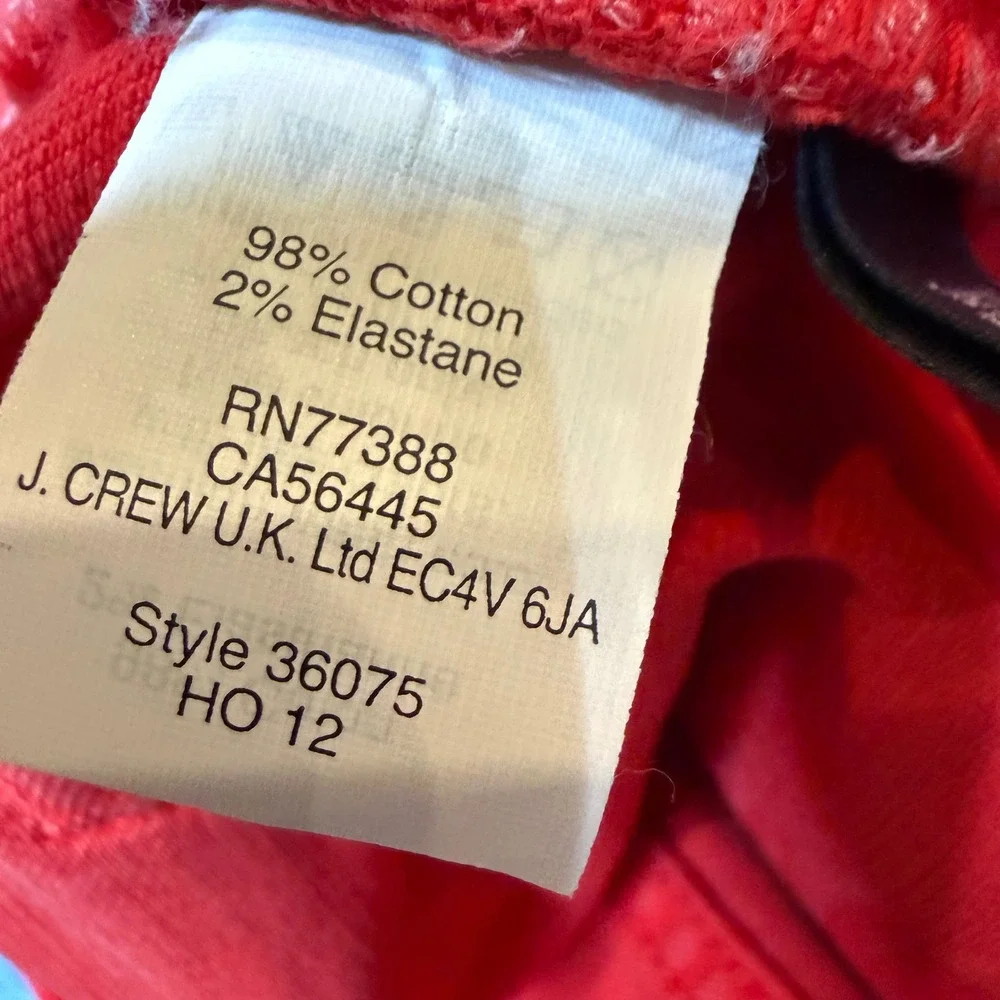 J. Crew Matchstick Jeans Womens 31 Regular Red Straight Leg Denim Pants 36075